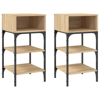 sengeborde 2 stk. 35x34,5x70 cm konstrueret træ sonoma-eg