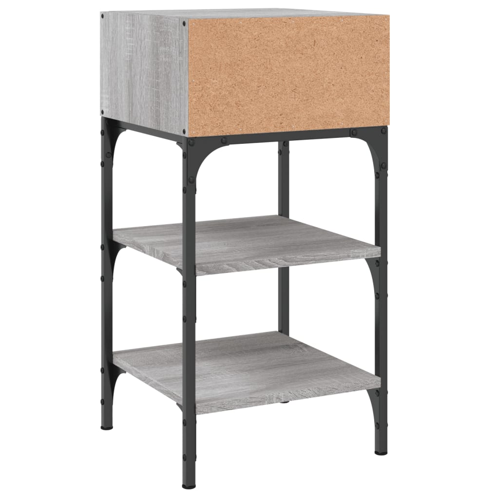 sengebord 2 stk. 35x34,5x70 cm konstrueret træ grå sonoma-eg