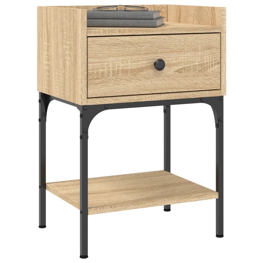 sengeborde 2 stk. 40,5x31x60 cm konstrueret træ sonoma-eg