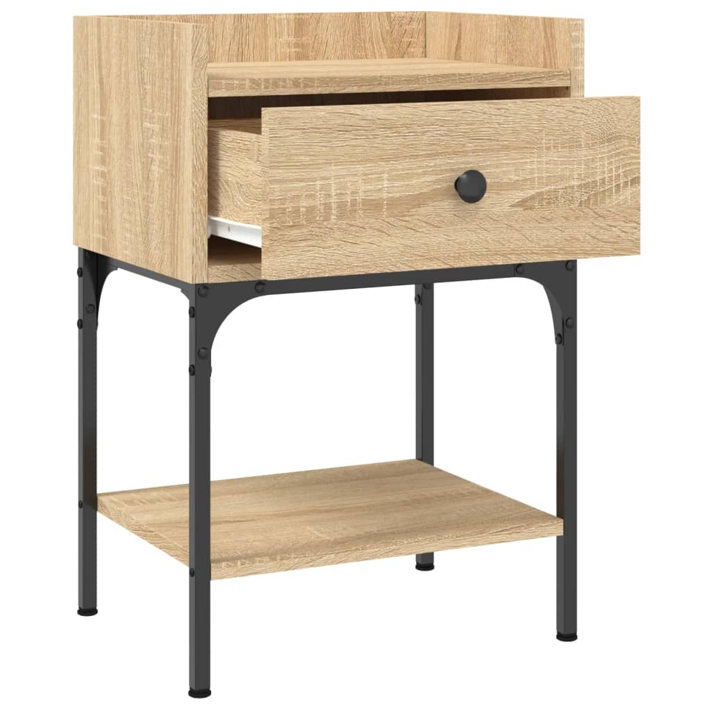 sengeborde 2 stk. 40,5x31x60 cm konstrueret træ sonoma-eg