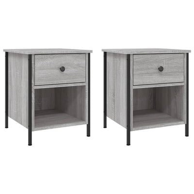sengeborde 2 stk. 40x42x50 cm konstrueret træ grå sonoma-eg