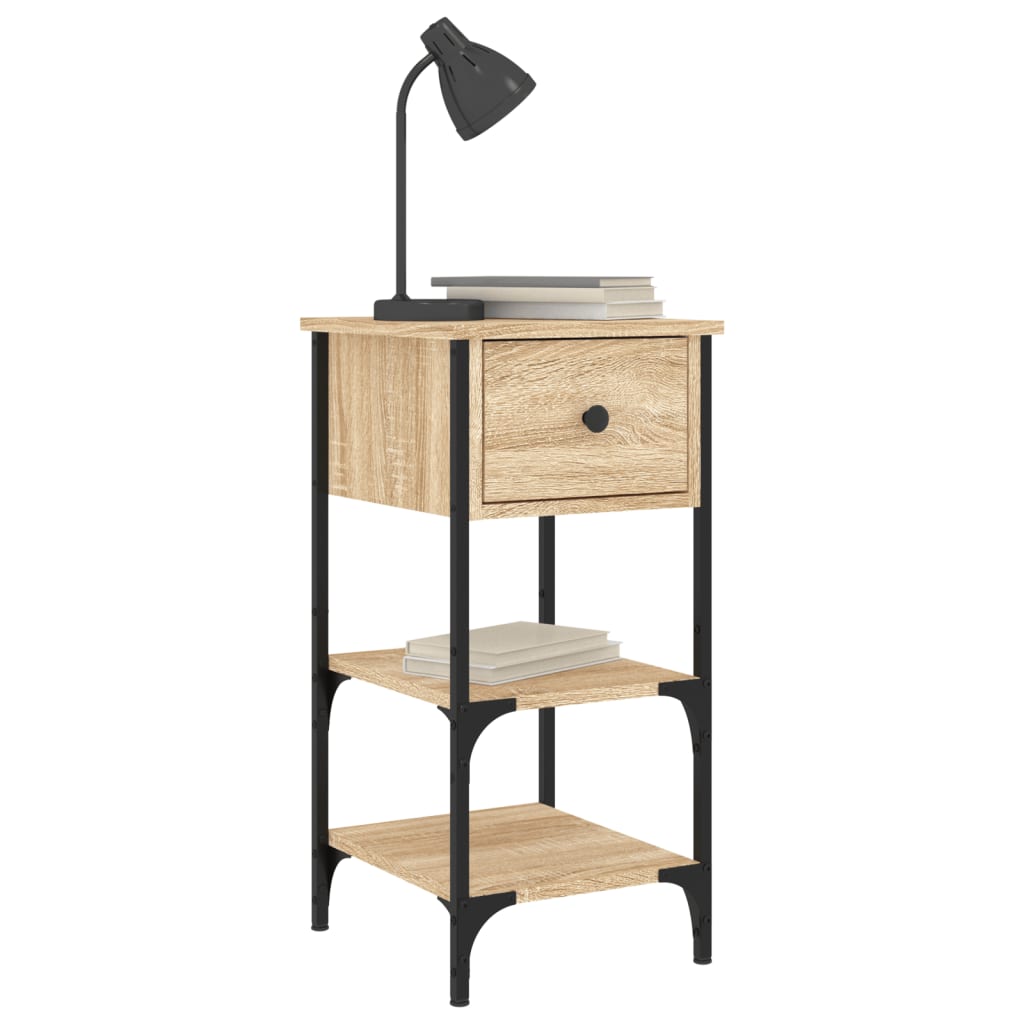 sengeborde 2 stk. 34x36x70 cm konstrueret træ sonoma-eg