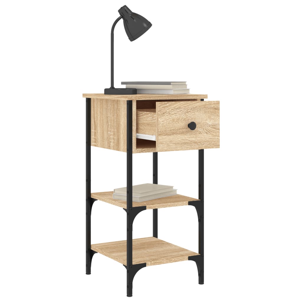 sengeborde 2 stk. 34x36x70 cm konstrueret træ sonoma-eg