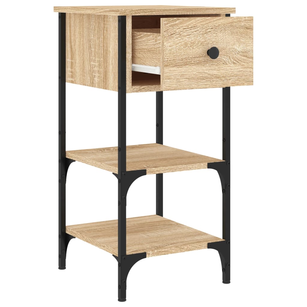 sengeborde 2 stk. 34x36x70 cm konstrueret træ sonoma-eg