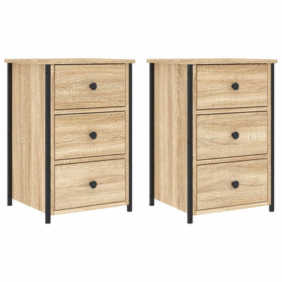 sengeborde 2 stk. 40x36x60 cm konstrueret træ sonoma-eg