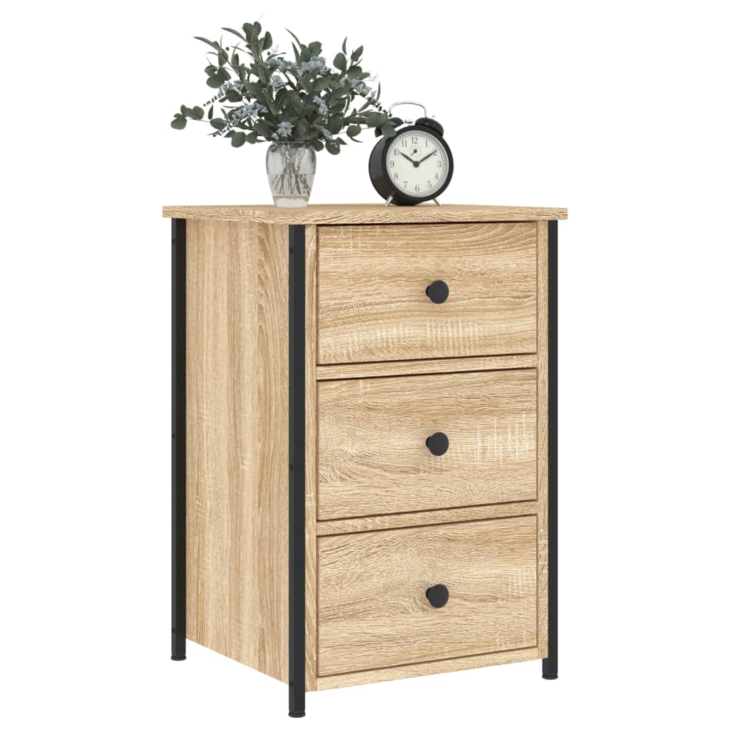 sengeborde 2 stk. 40x36x60 cm konstrueret træ sonoma-eg