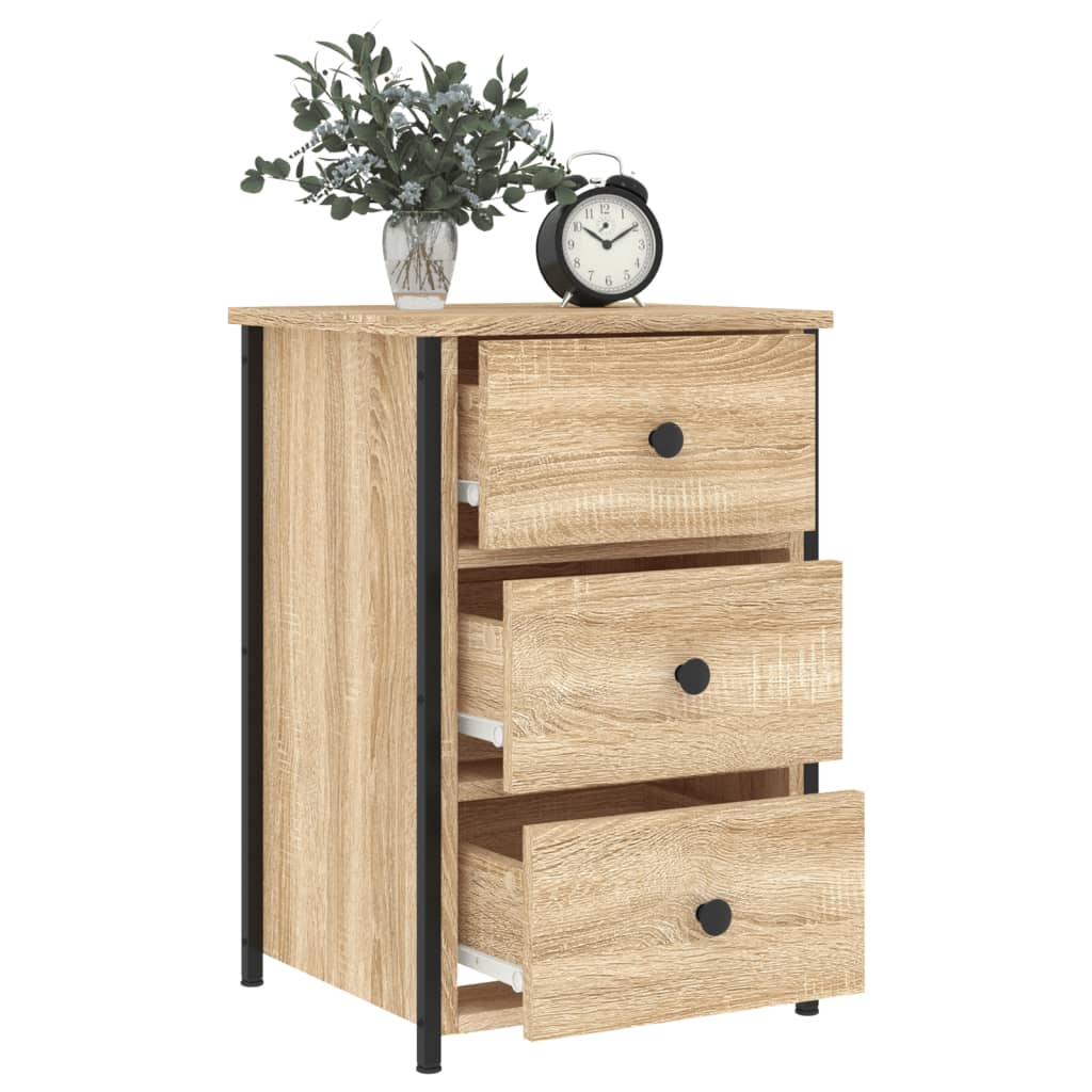 sengeborde 2 stk. 40x36x60 cm konstrueret træ sonoma-eg