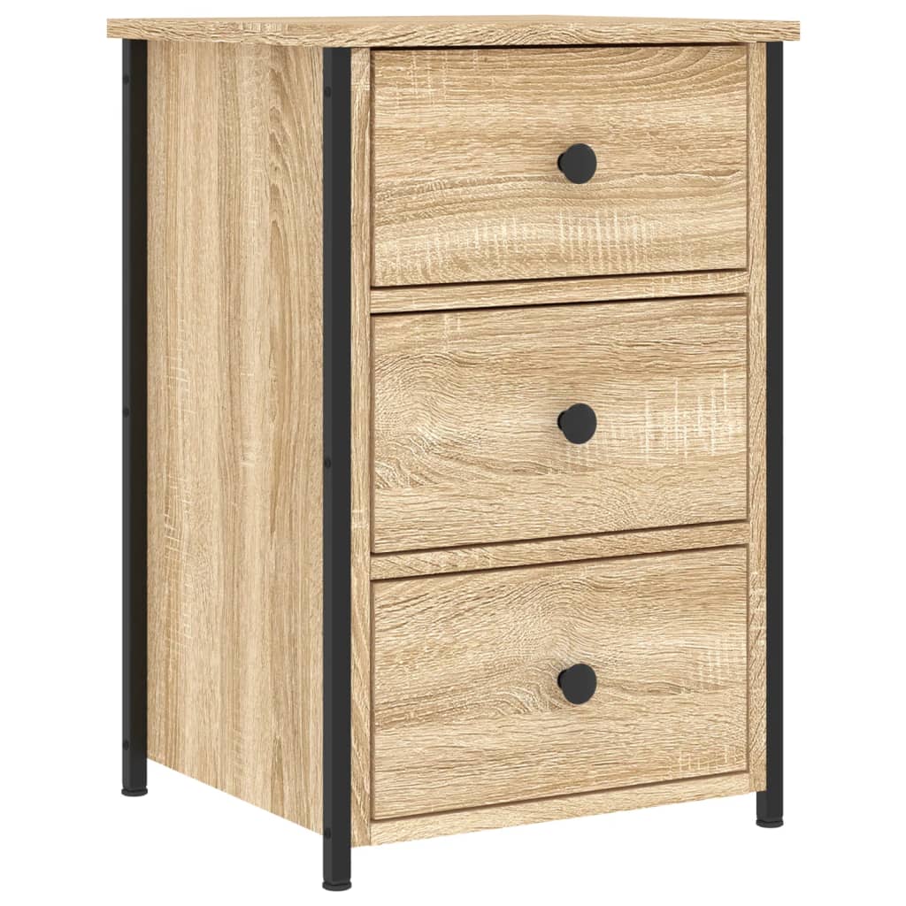 sengeborde 2 stk. 40x36x60 cm konstrueret træ sonoma-eg