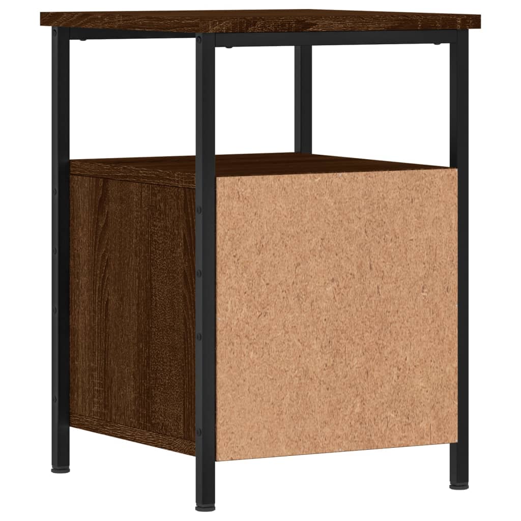 sengeborde 2 stk. 34x35,5x50 cm konstrueret træ brunt egetræ