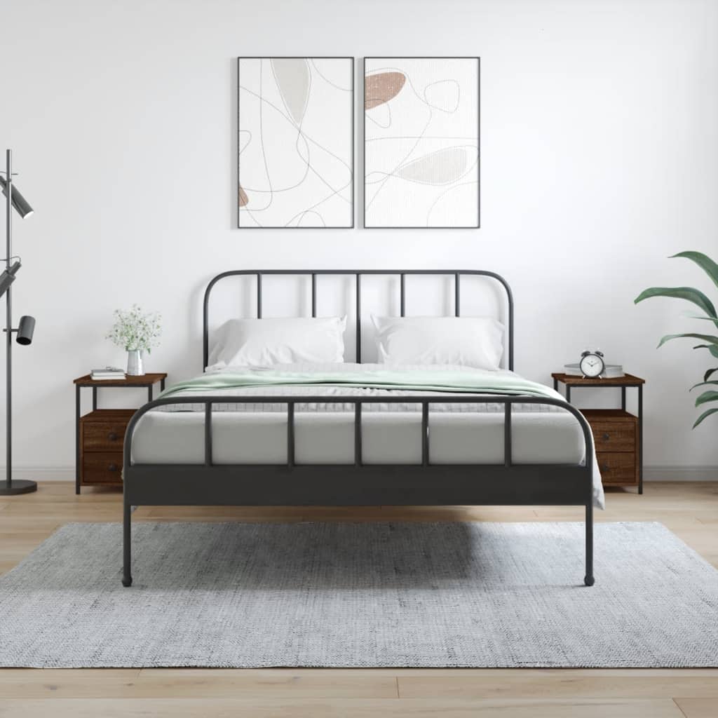 sengeborde 2 stk. 34x35,5x50 cm konstrueret træ brunt egetræ