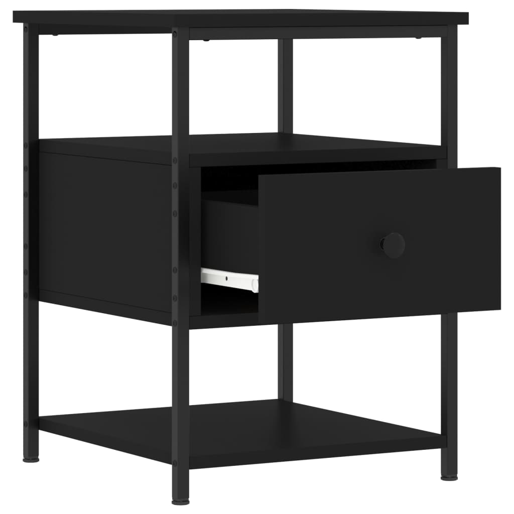 sengeborde 2 stk. 40x42x56 cm konstrueret træ sort