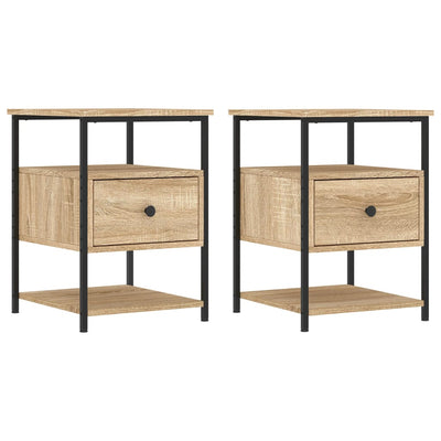 sengeborde 2 stk. 40x42x56 cm konstrueret træ sonoma-eg