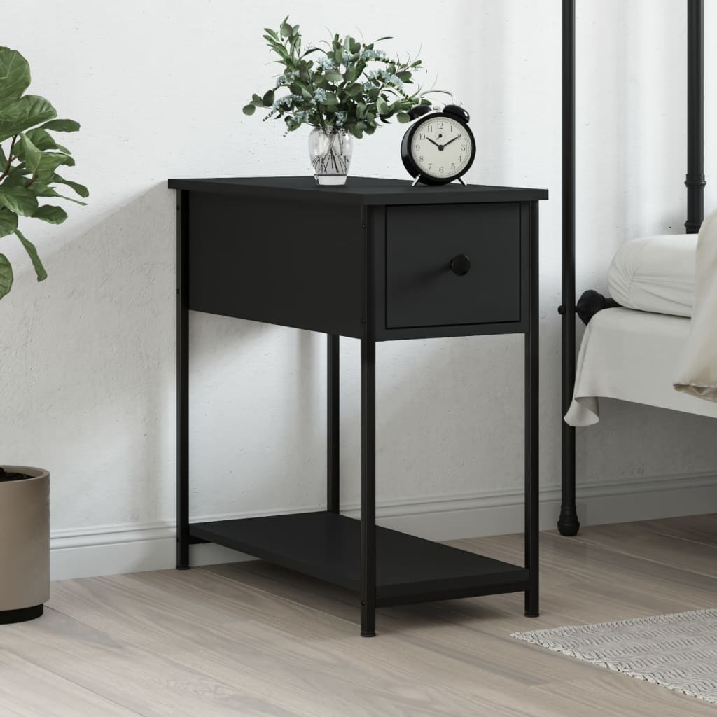 sengebord 30x60x60 cm konstrueret træ sort billede