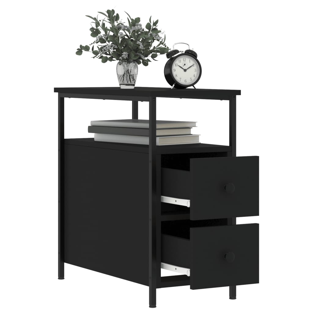 sengebord 2 stk. 30x60x60 cm konstrueret træ sort