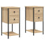 sengeborde 2 stk. 32x42x70 cm konstrueret træ sonoma-eg