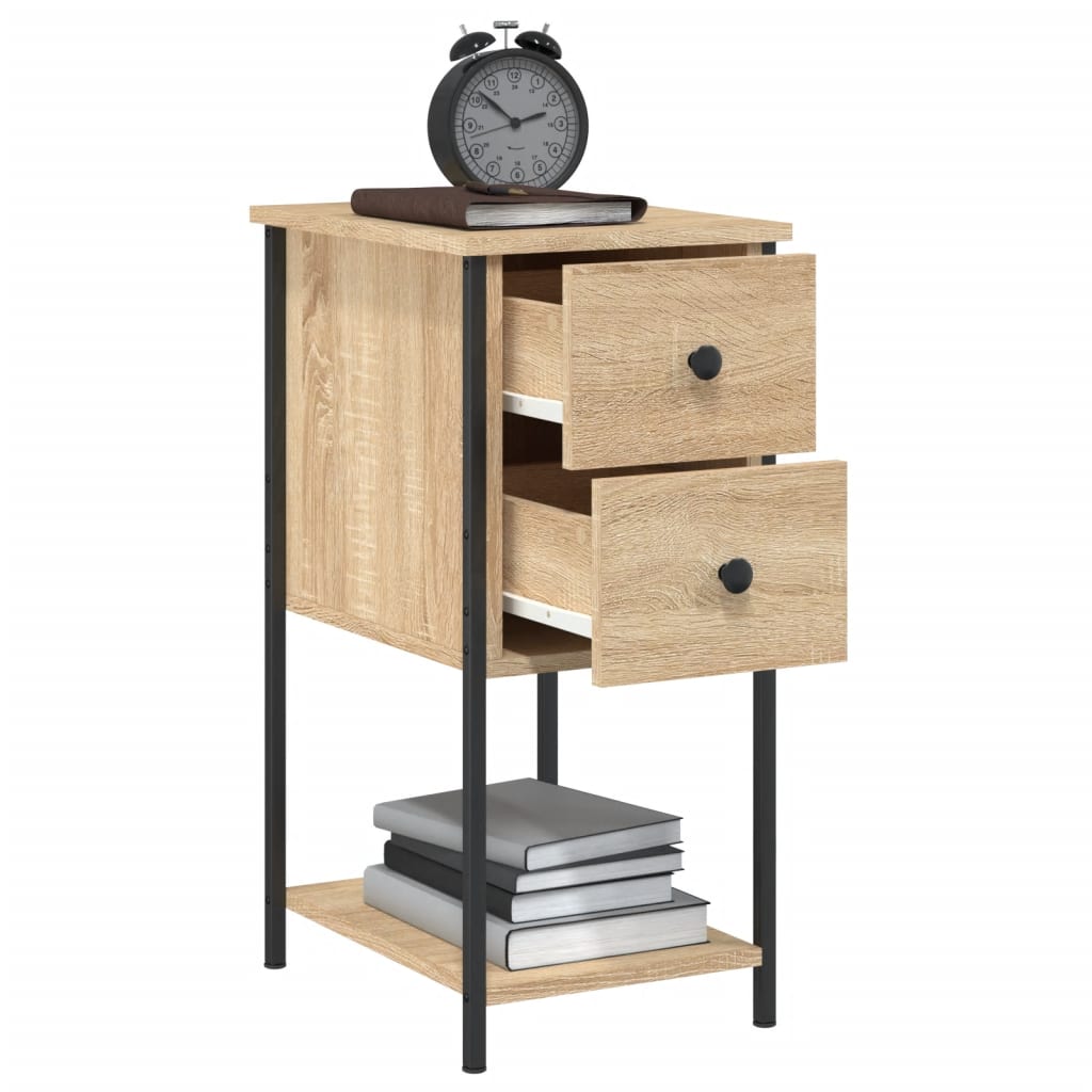 sengeborde 2 stk. 32x42x70 cm konstrueret træ sonoma-eg