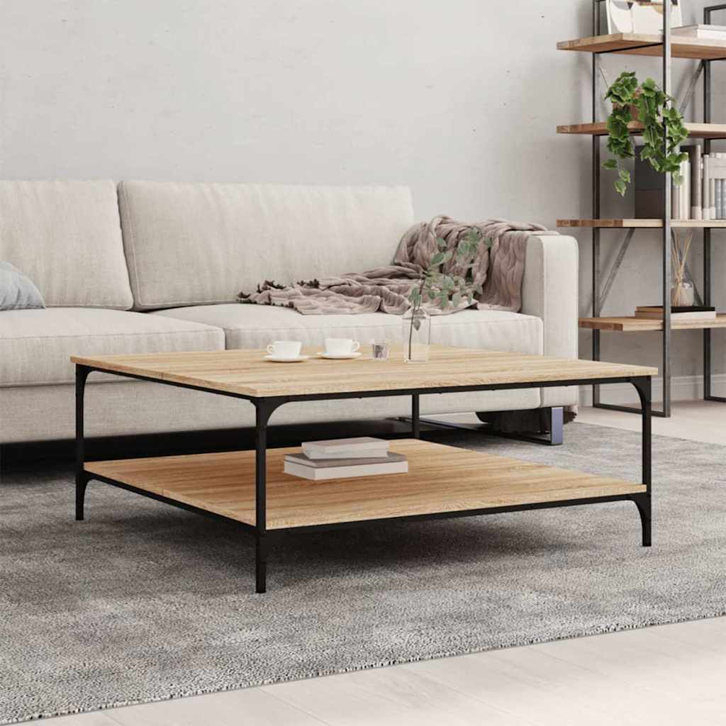 sofabord 100x100x40 cm konstrueret træ sonoma-eg