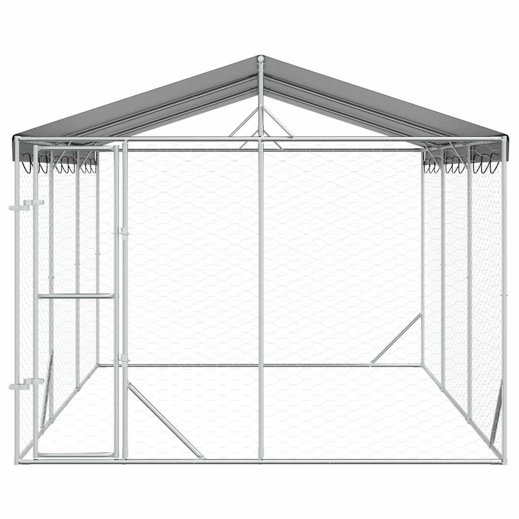 udendørs hundegård med tag 3x4,5x2,5 m galvaniseret stål sølv