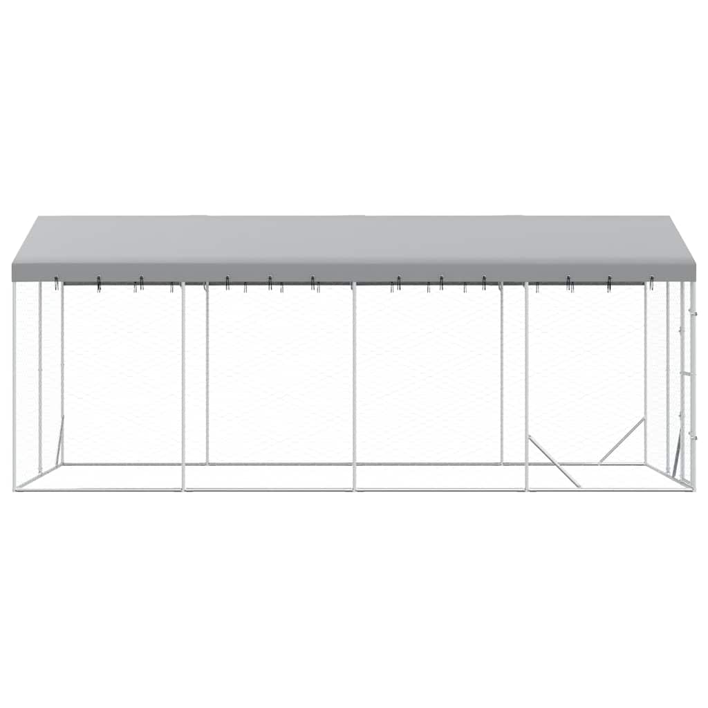 udendørs hundegård med tag 3x6x2,5 m galvaniseret stål sølv