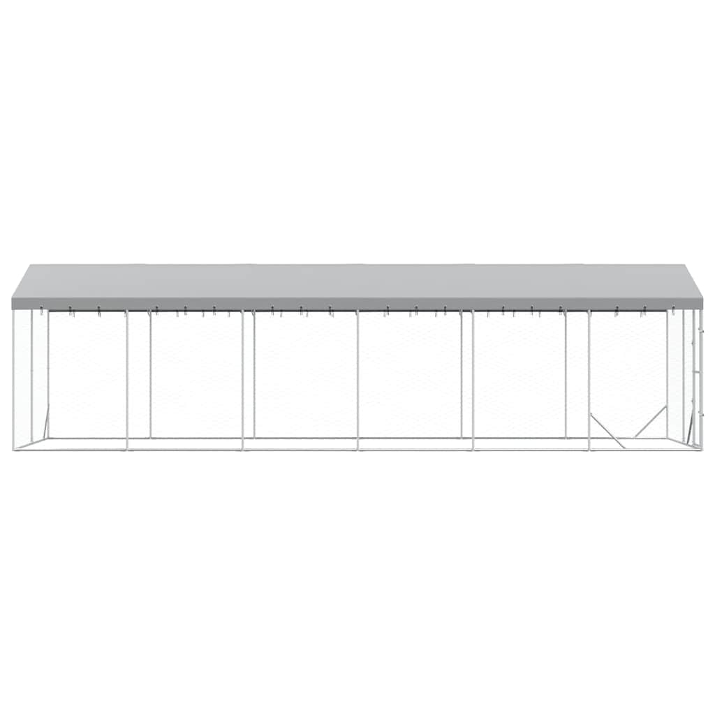 udendørs hundegård med tag 3x9x2,5 m galvaniseret stål sølv