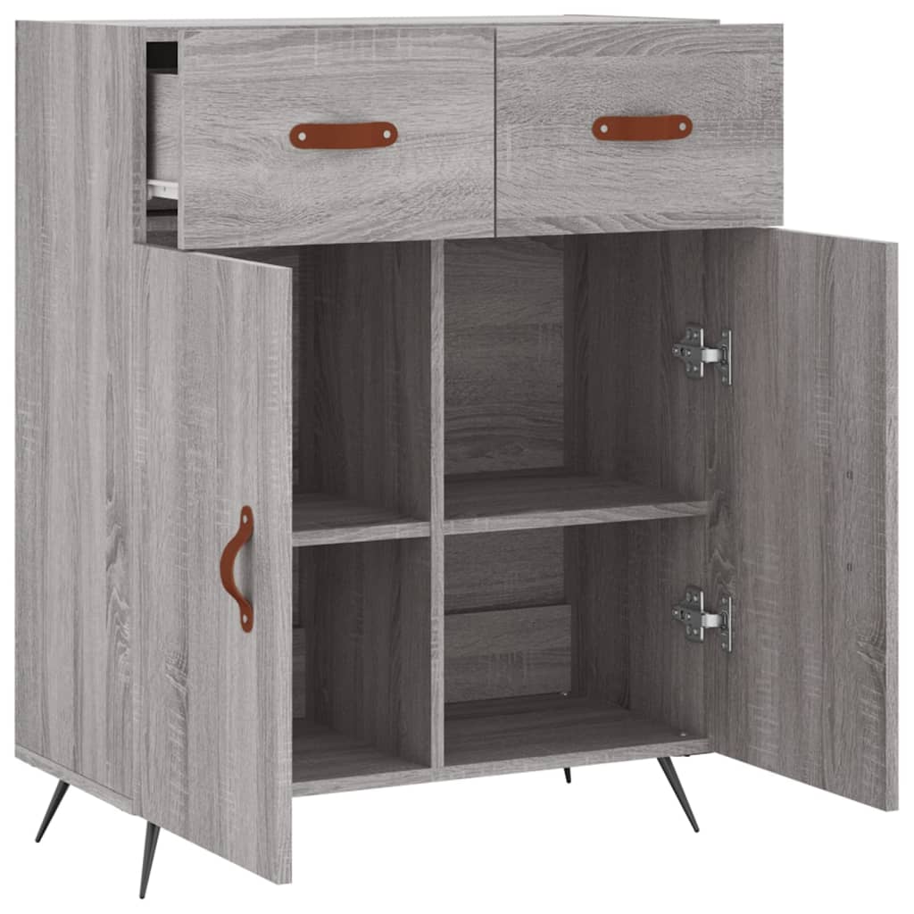 skænk 69,5x34x90 cm konstrueret træ grå sonoma-eg