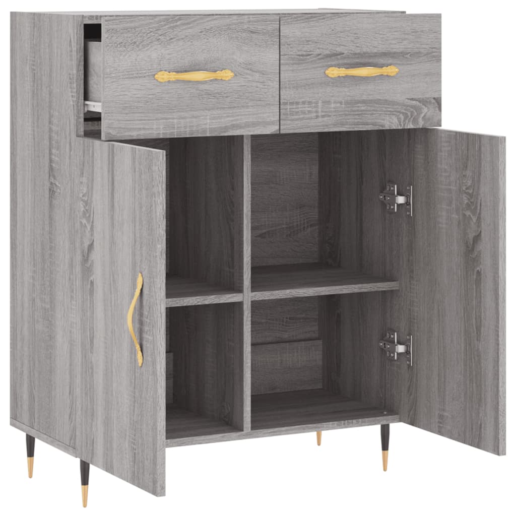 skænk 69,5x34x90 cm konstrueret træ grå sonoma-eg