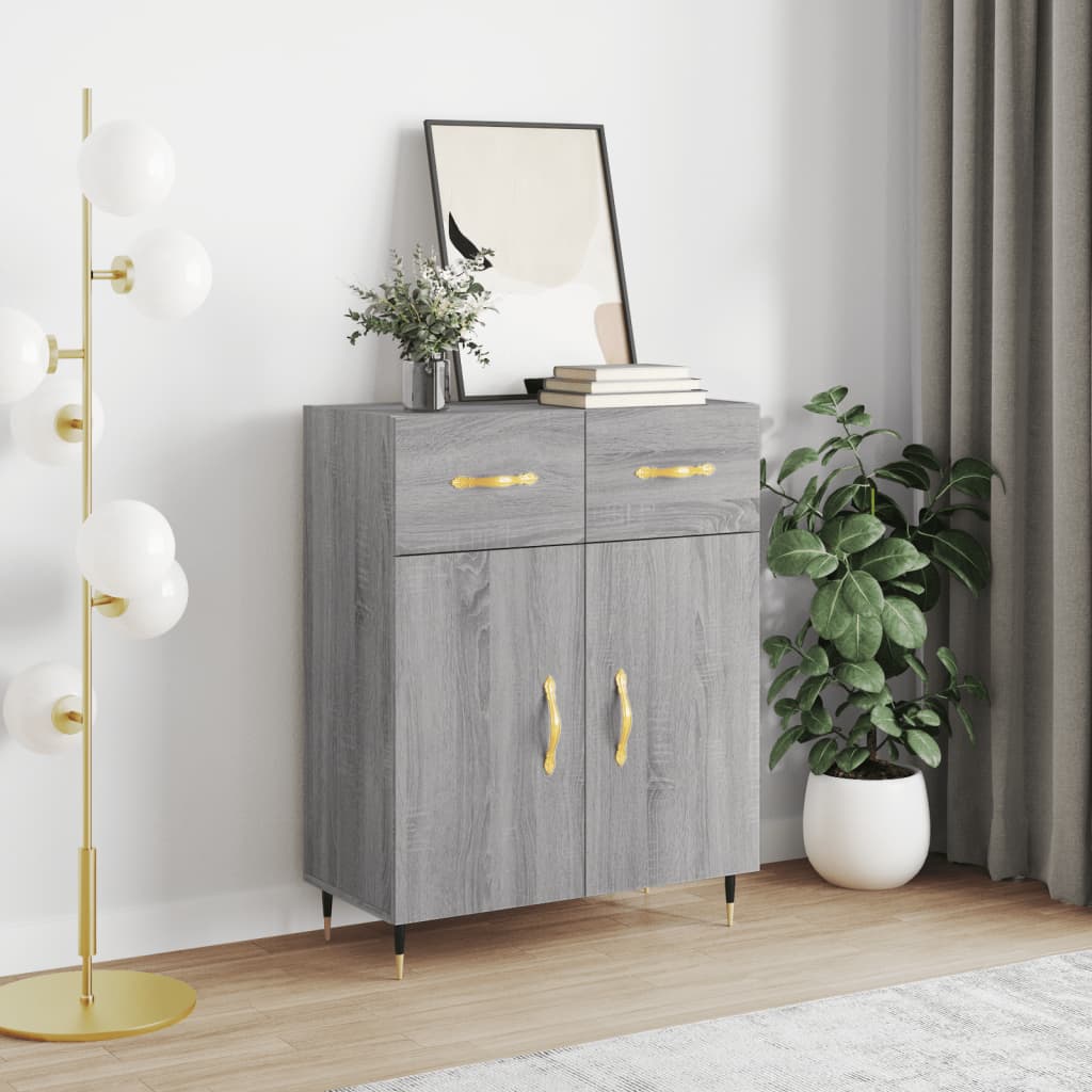 skænk 69,5x34x90 cm konstrueret træ grå sonoma-eg
