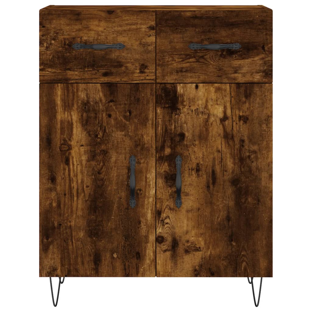 skænk 69,5x34x90 cm konstrueret træ røget egetræsfarve