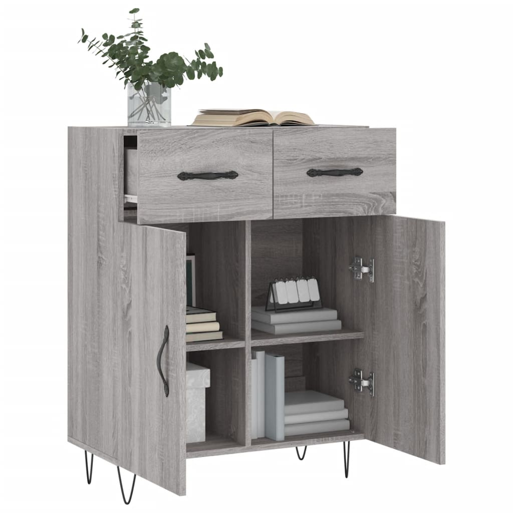 skænk 69,5x34x90 cm konstrueret træ grå sonoma-eg