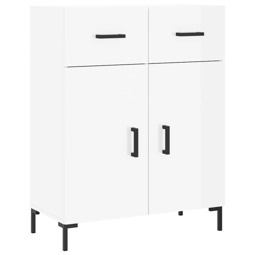 skænk 69,5x34x90 cm konstrueret træ hvid højglans