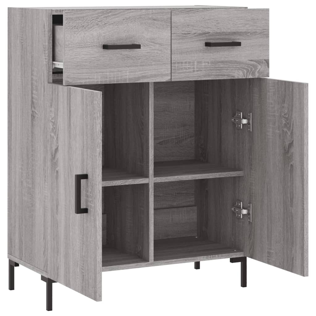 skænk 69,5x34x90 cm konstrueret træ grå sonoma-eg