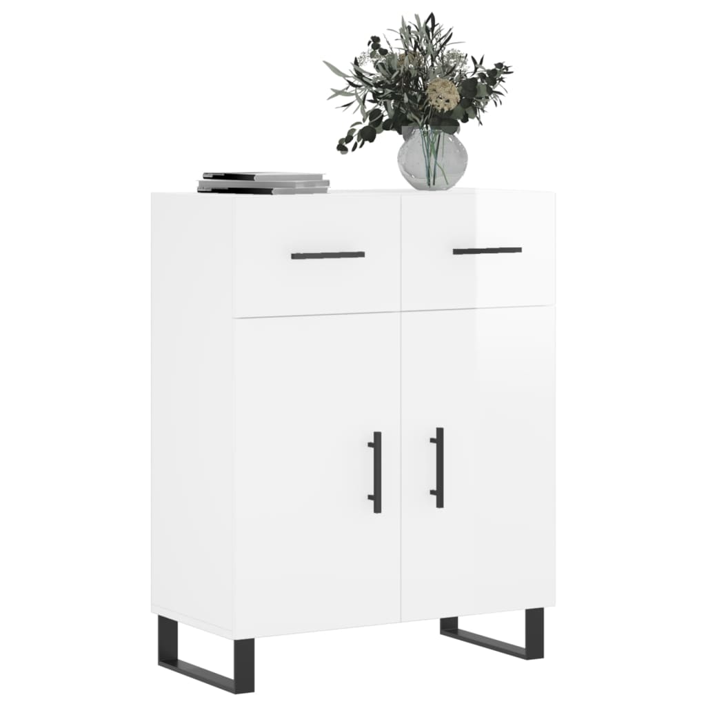 skænk 69,5x34x90 cm konstrueret træ hvid højglans
