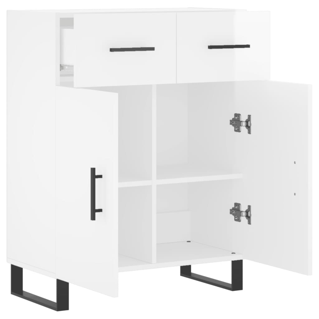 skænk 69,5x34x90 cm konstrueret træ hvid højglans