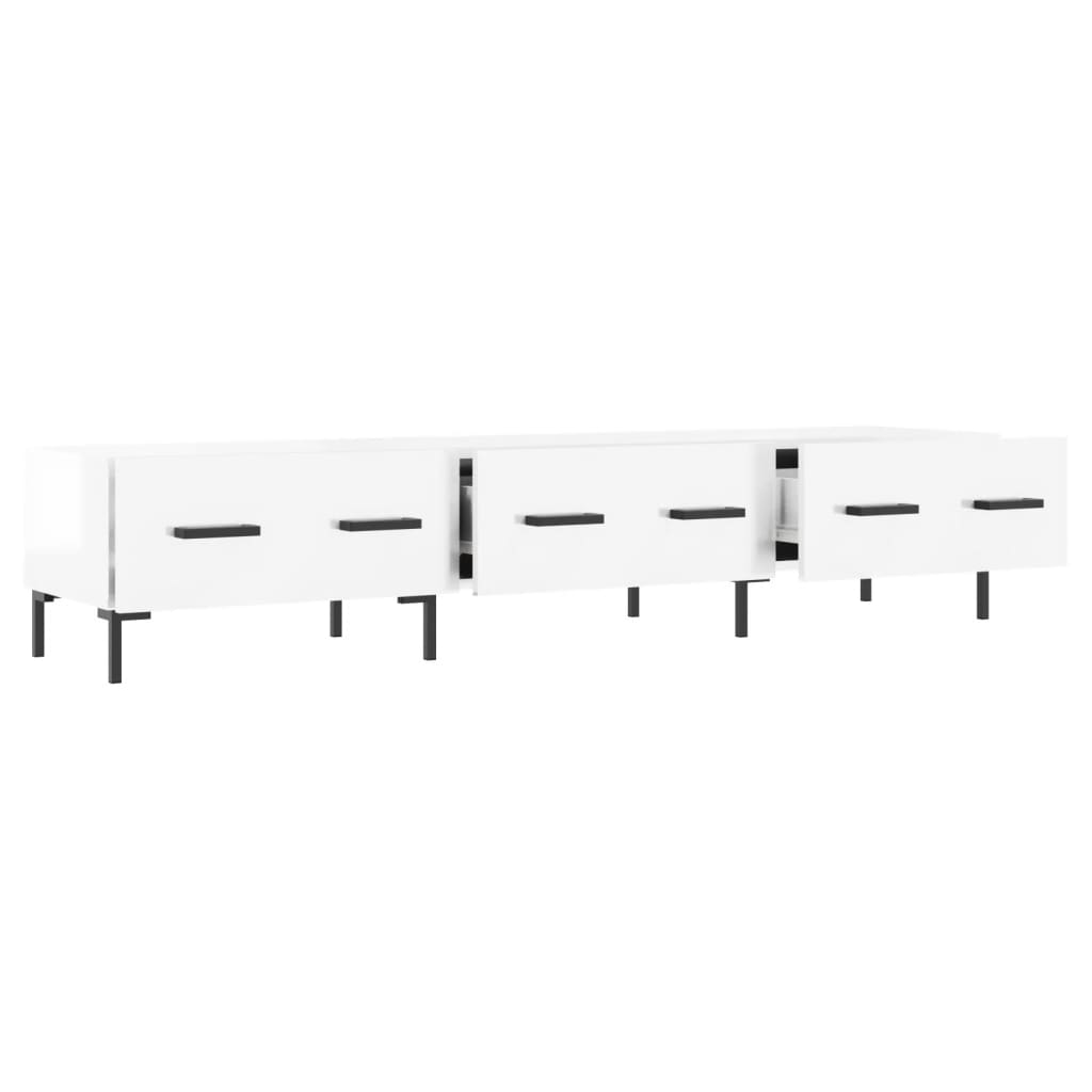 tv-bord 150x36x30 cm konstrueret træ hvid højglans