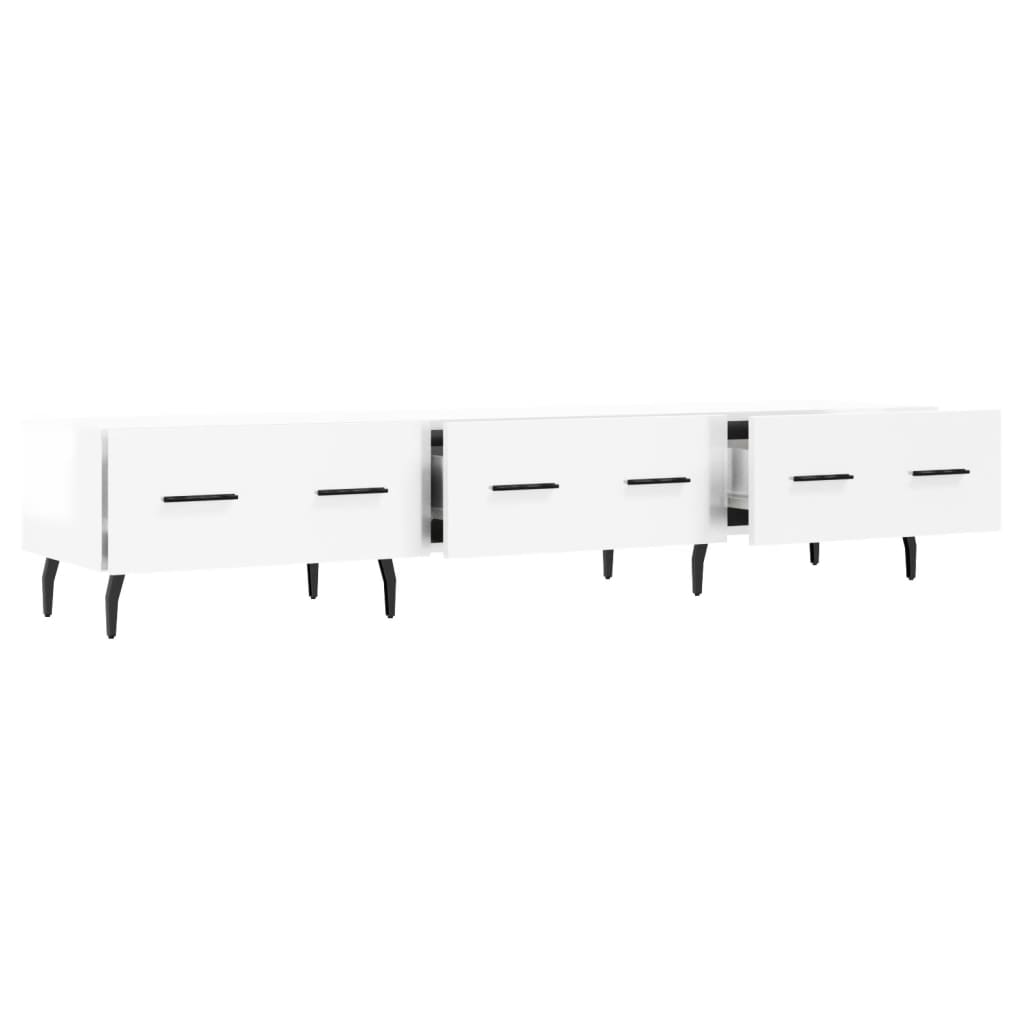 tv-bord 150x36x30 cm konstrueret træ hvid højglans