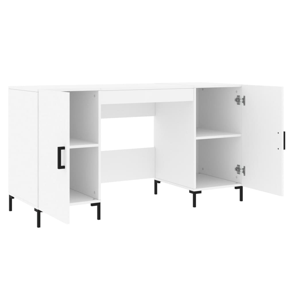 skrivebord 140x50x75 cm konstrueret træ hvid