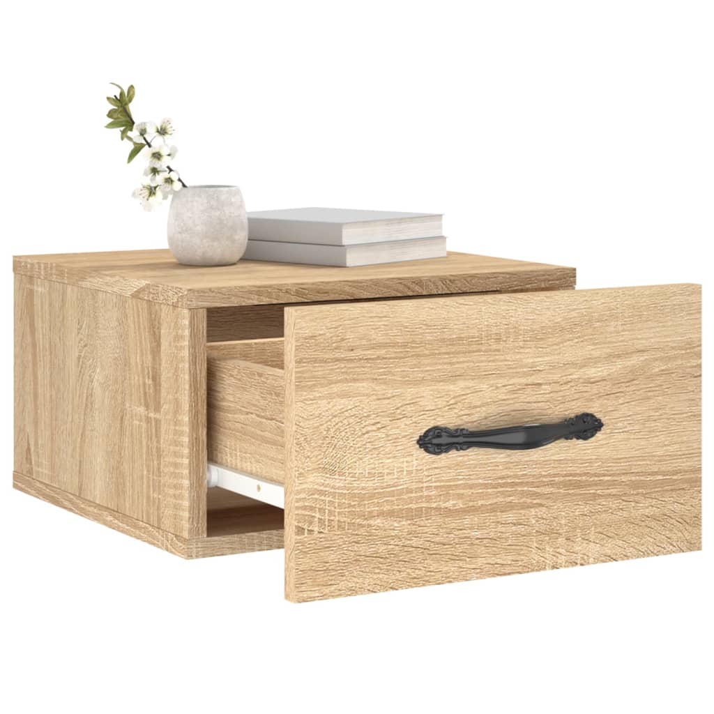 væghængt sengebord 35x35x20 cm sonoma-eg