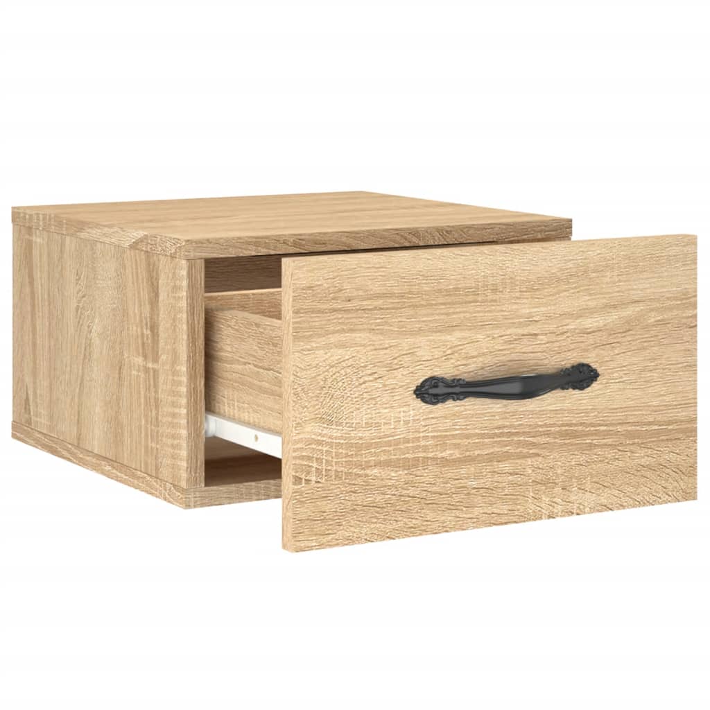 væghængt sengebord 35x35x20 cm sonoma-eg