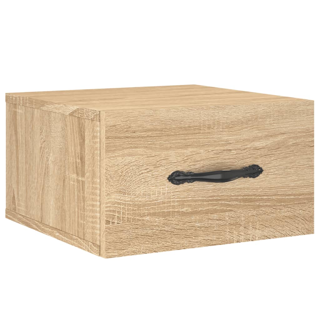 væghængte sengeborde 2 stk. 35x35x20 cm sonoma-eg