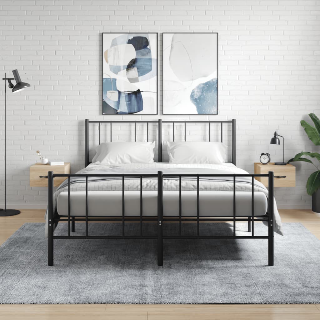 væghængte sengeborde 2 stk. 35x35x20 cm sonoma-eg