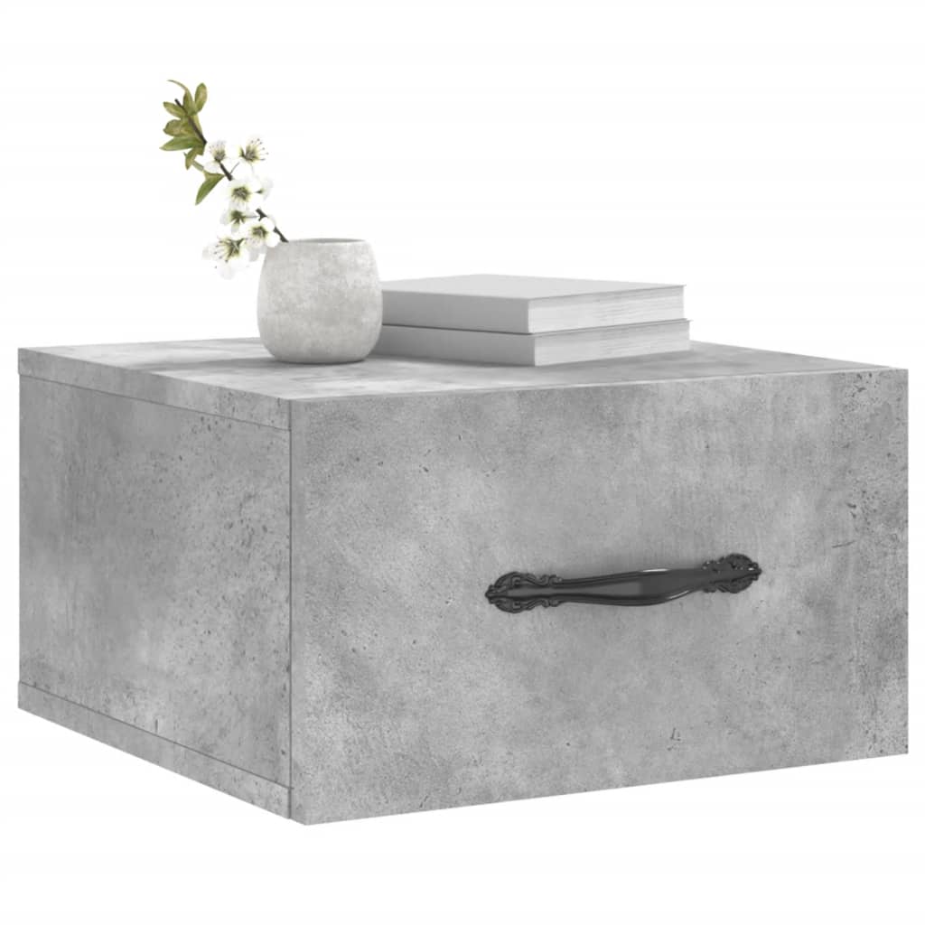 væghængt sengebord 35x35x20 cm betongrå