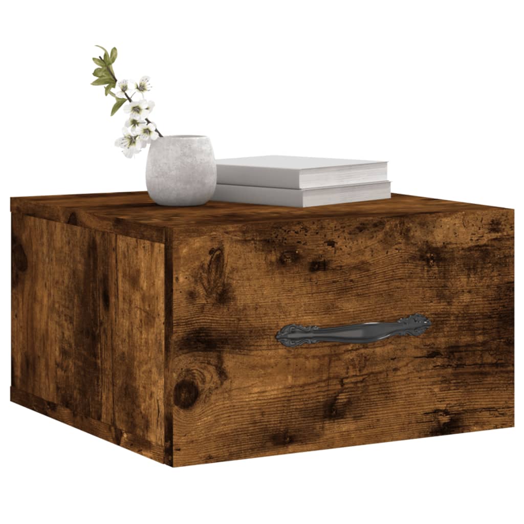 væghængt sengebord 35x35x20 cm røget egetræsfarve