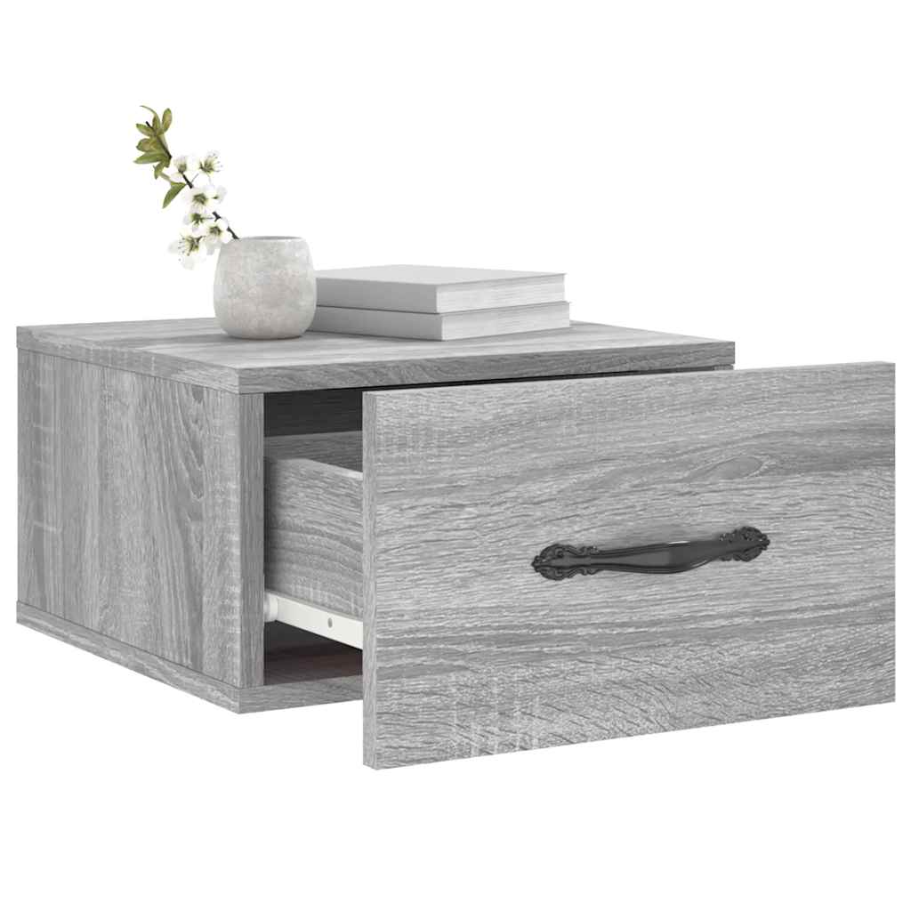 væghængt sengebord 35x35x20 cm grå sonoma-eg