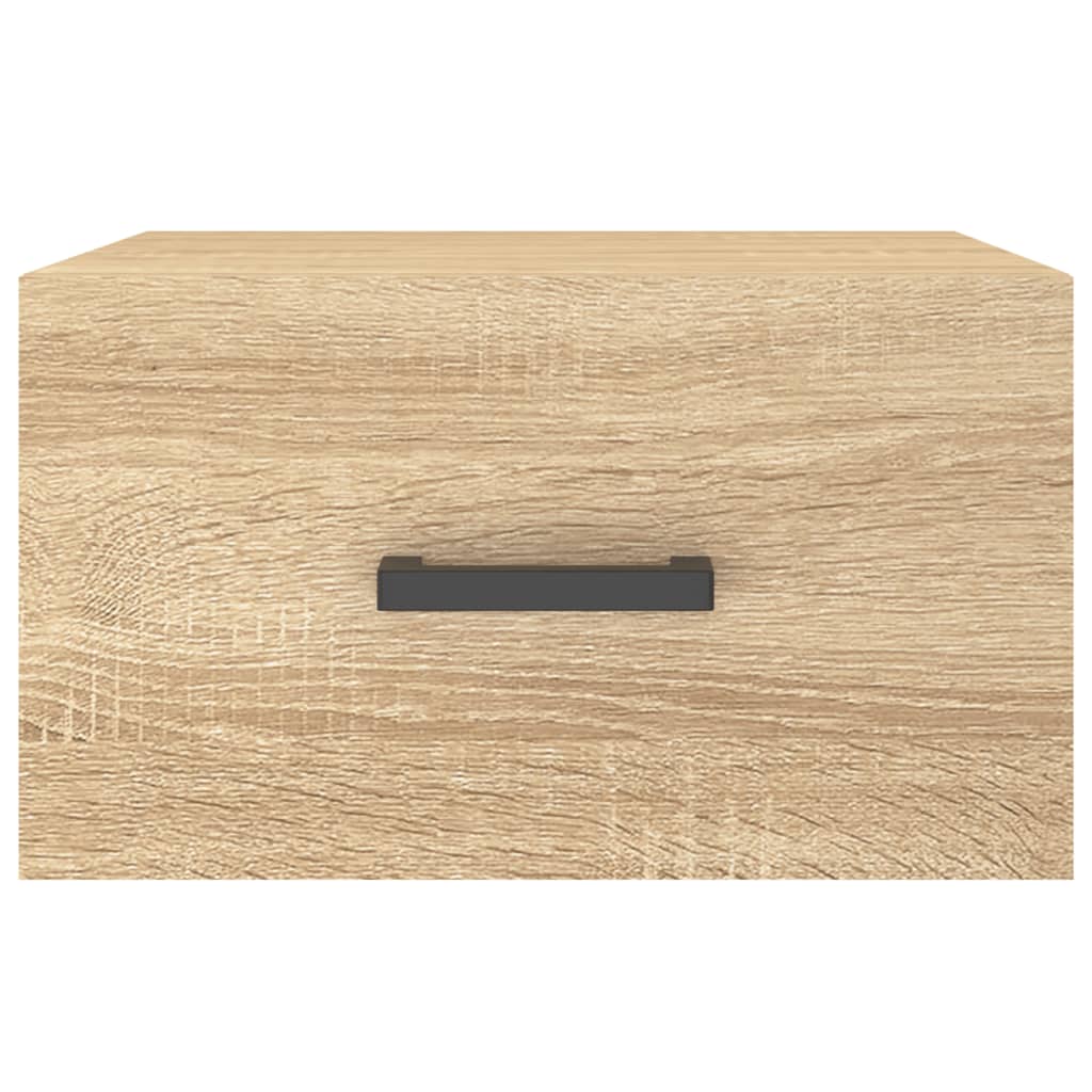 væghængte sengeborde 2 stk. 35x35x20 cm sonoma-eg