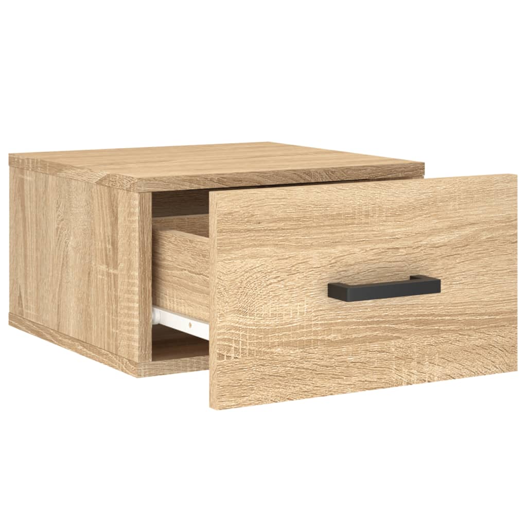 væghængte sengeborde 2 stk. 35x35x20 cm sonoma-eg