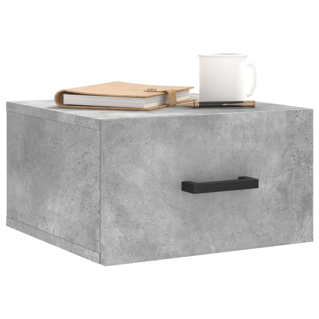 væghængte sengeborde 2 stk. 35x35x20 cm betongrå