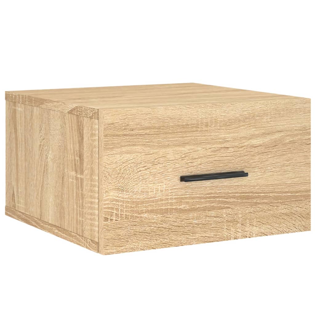 væghængte sengeborde 2 stk. 35x35x20 cm sonoma-eg