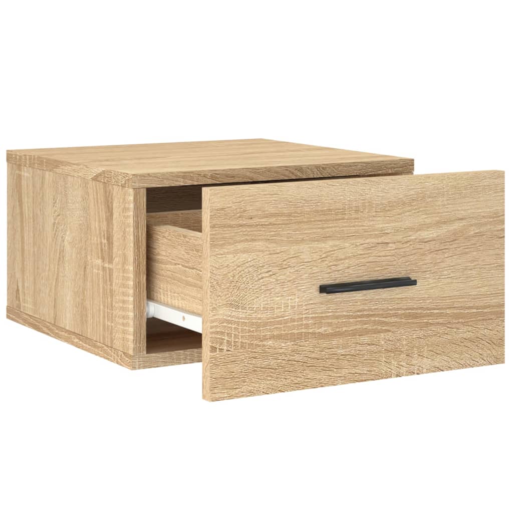 væghængte sengeborde 2 stk. 35x35x20 cm sonoma-eg