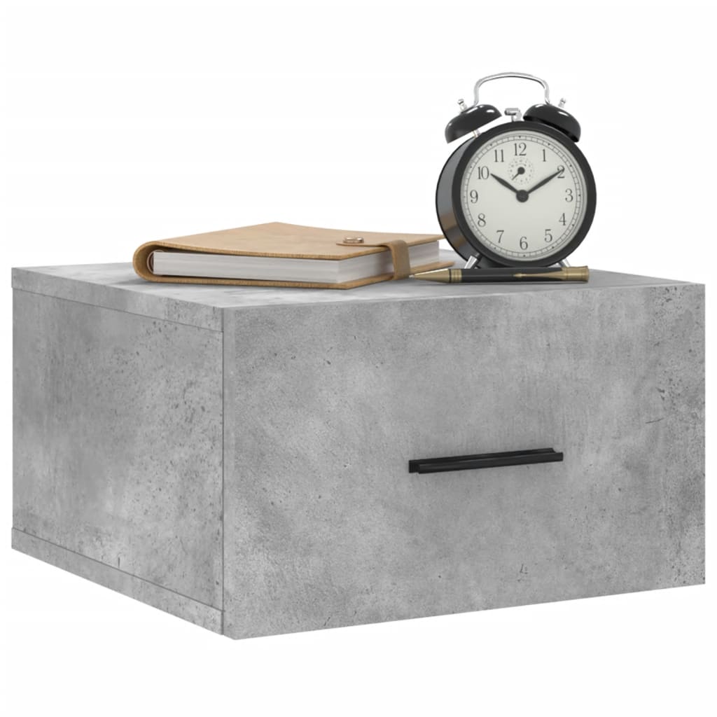 væghængt sengebord 35x35x20 cm betongrå