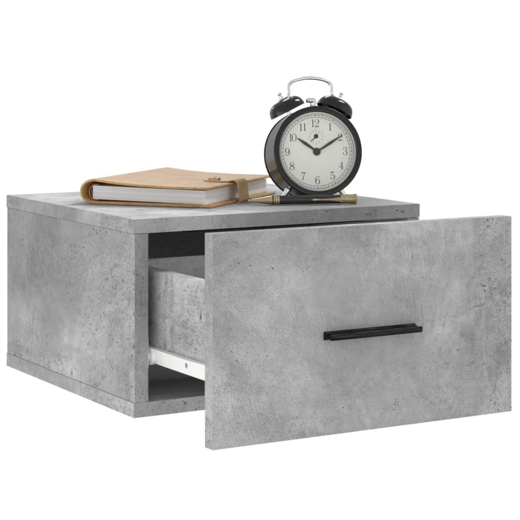 væghængt sengebord 35x35x20 cm betongrå
